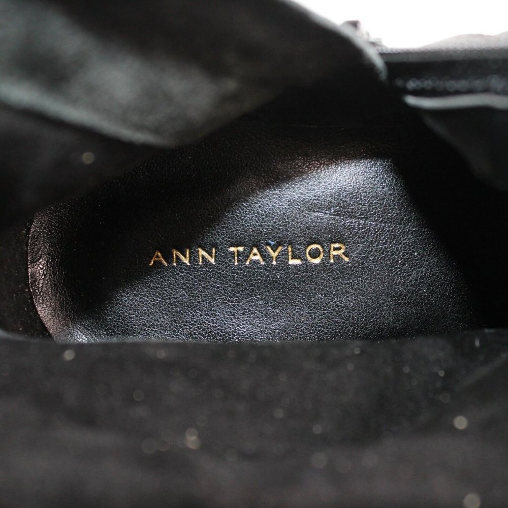 Ann Taylor Sz 5.5 M Amy Black Leather Knee High Full Zip Buckle Riding Boots - Picture 12 of 12